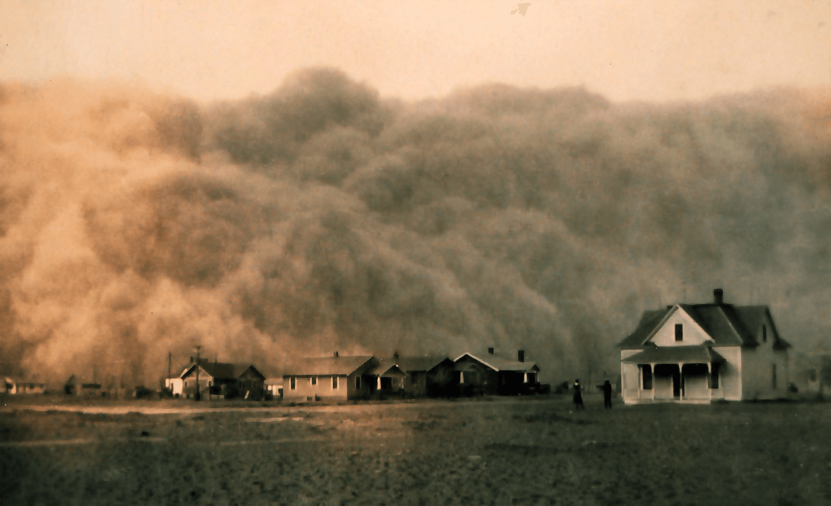 Imagen de una de las famosas tormentas de polvo en Texas