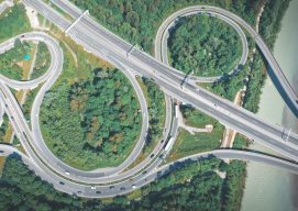 aerial view of a road