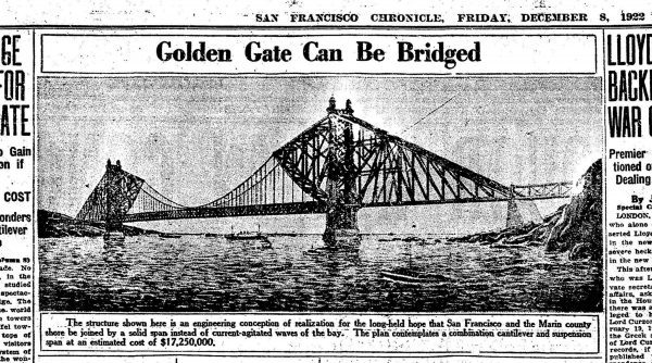 the design for the bridge was published in the San Francisco Chronicle
