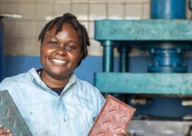 Nzambi Matee shows two of her brick formats